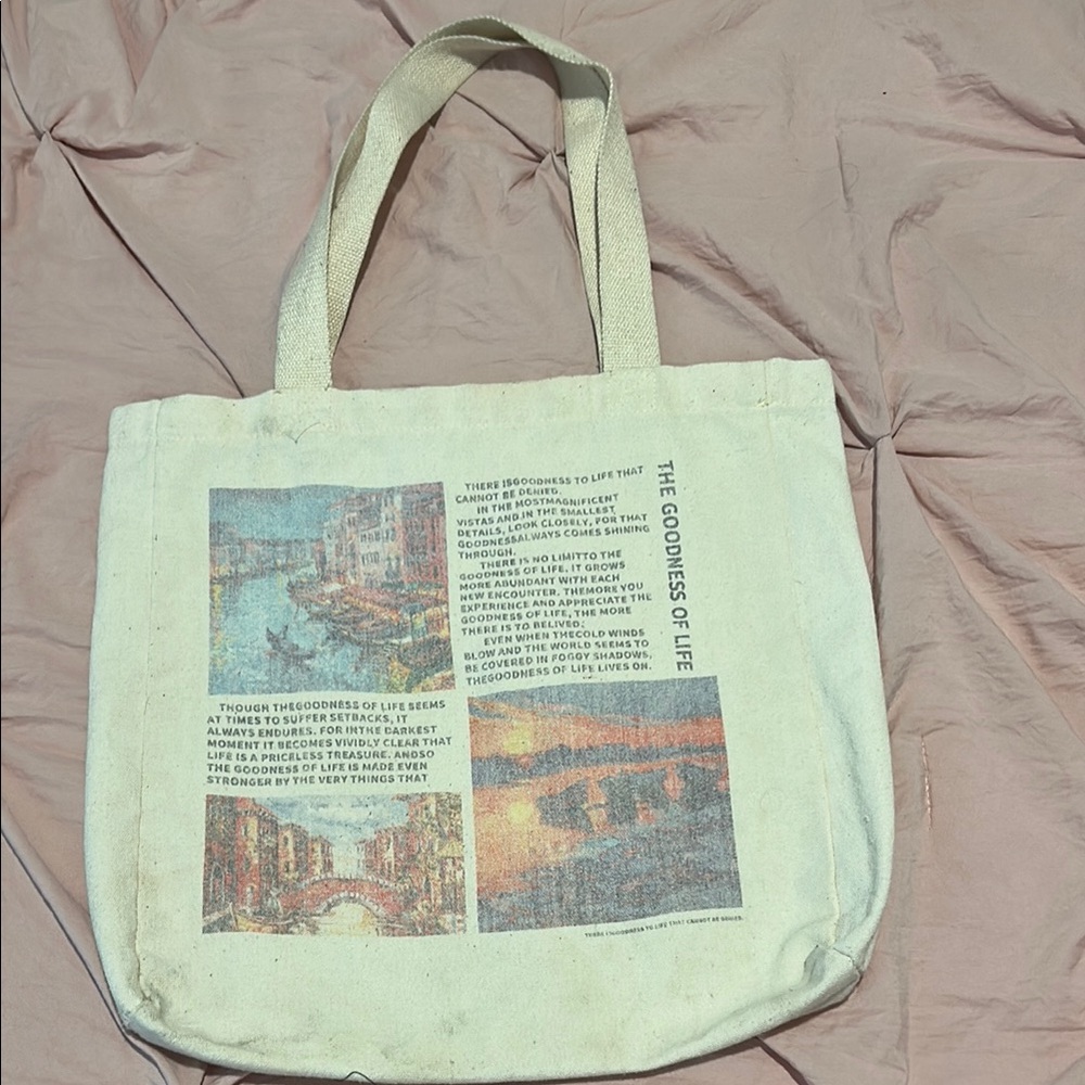 Canvas Tote Bag with Artistic Print - Picture 1 of 3